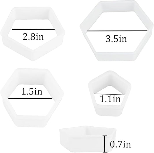8 Pcs Soccer Ball Hexagon Cookie Cutter - 4 Sizes Geometric Biscuit Cutters Pattern Cake Topper Soccer Cookie Cutter Set for Baking Cake Decorations