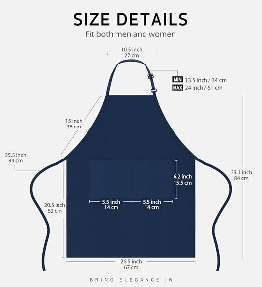 Syntus 12 Pack Bib Apron, Unisex Aprons Adjustable Waterdrop Resistant with 2 Pockets Cooking Kitchen Apron for Chef, BBQ Drawing Apron Bulk, Nautical Blue