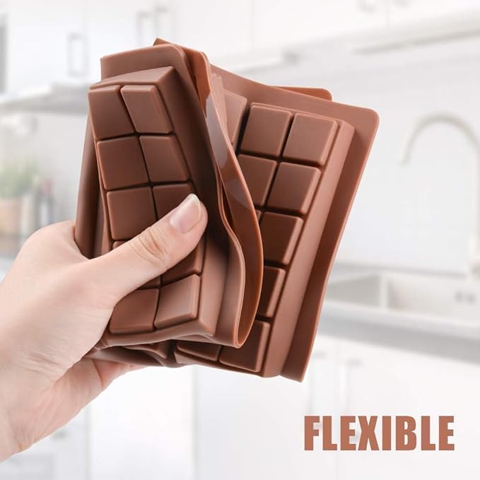 Chocolate Bar Mold, Dubai Chocolate Bar Mold Deep Silicone Break-Apart Chocolate Mold Nonstick Thick Candy Mould for Dubai Pistachio 1 Pack(10 Snap)