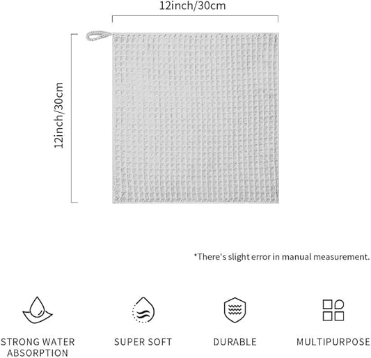 Barista Micro Cloth 4 Pack - watchget Microfiber Barista Cleaning Towels Coffee Cleaning Accessories for Espresso Machine, Steam Wand, Countertop, Kitchen Dish Cloth Waffle Weave Light Grey(12"x12")