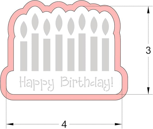 Birthday Cookie Cutter and Stencil Set Bundle Kit PYO Cookies Paint Your Own Diy Bakery Fondant Sugar Happy Birthday Wedding Baby Candle Kids Painting Coloring Pages Comb (Candle)
