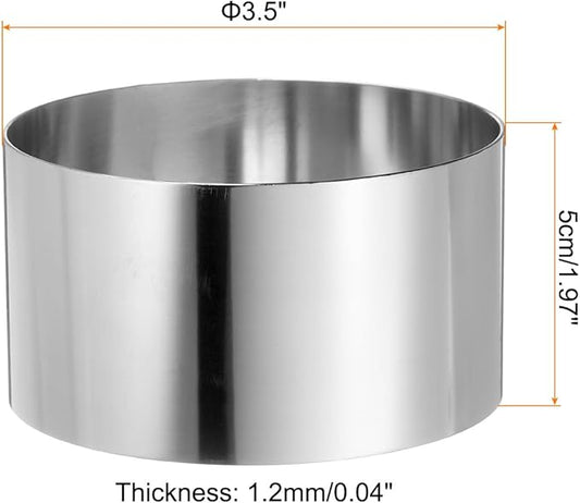 HARFINGTON Round Cake Ring 3.5 x 2 Inch Seamless Stainless Steel Pastry Mousse Dessert Ring Mirror Coating for Baking Cooking Making Tool