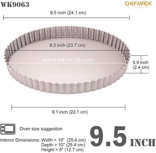 CHEFMADE Tart Pan Set, 7" and 9" Round Pie Pan with Removable Loose Bottom, Non-Stick Carbon Steel Quiche Pan for Oven Baking
