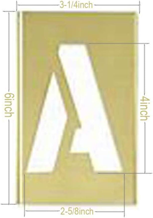 Deezio 4 Inch Brass Interlocking Stencil Set of Numbers and Letters Kit - 46 Piece Set