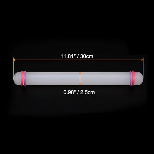 HARFINGTON 2pcs Fondant Rolling Pin with Rings PP 30cm x 2.5cm Non Stick for Baking White