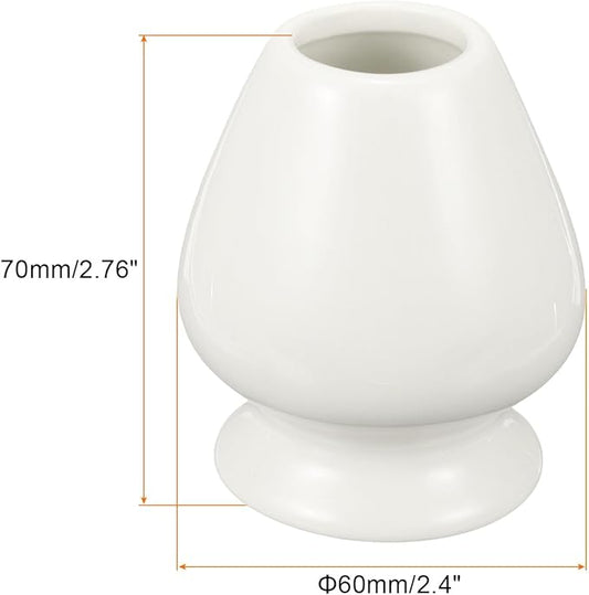 HARFINGTON Ceramic Chasen Stand 70mm Matcha Whisk Holder Teas Set Whisks Stand Traditional Matcha Tea Chasen Holder Tea Set Accessories for Tea Tasting, White