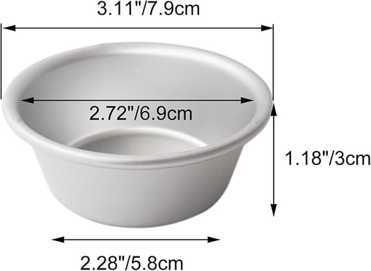 Aluminum Alloy Tart Pan, 3 Inch Cute Flan Mold, 10 Pieces Egg Tart Molds for Baking Pastel de Nata, Pie, Tartlet, Popover - Silver Tin