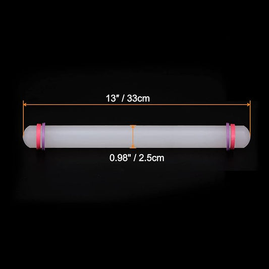 HARFINGTON Fondant Rolling Pin 13 Inch x 0.98 Inch Adjustable Guide Rings Non-Stick PP Plastic Fondant Roller Dough Roller Kitchen Decorating Tools for Cookie Pastry Pizza Clay