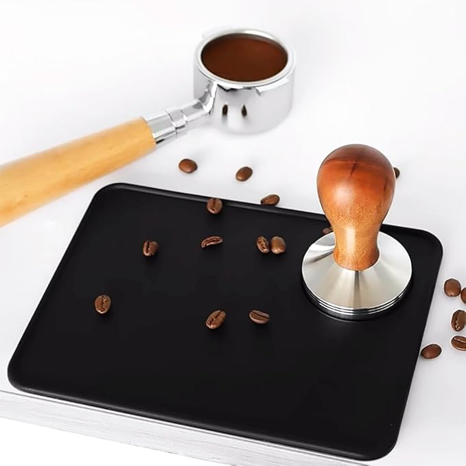 Non-Slip Silicone Espresso Coffee Tamper Mat 5.9x7.87inch Coffee Powder Pad Coffee Press Counter Mat Espresso Machine Tamp Mat Tamping Mat for Barista Tools and Accessories (Black)