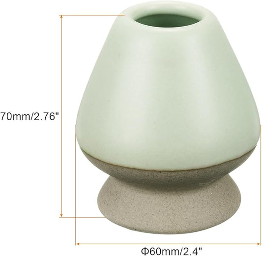 HARFINGTON Ceramic Chasen Stand 70mm Matcha Whisk Holder Teas Set Whisks Stand Traditional Matcha Tea Chasen Holder Tea Set Accessories for Tea Tasting, Beige/Light Green