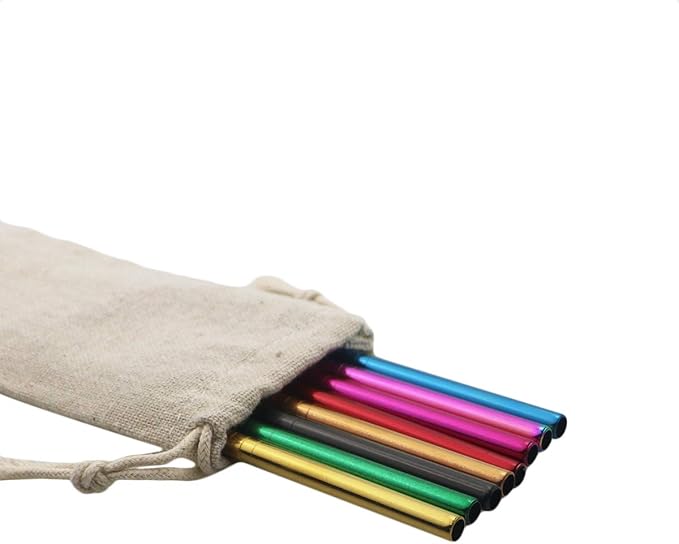 Gugrida Metal Straws Stainless Steel Straws 8.5" Drinking Straws Reusable 3 Set - Ultra Long Muti Color-Cleaning Brush for 20/30 Oz for Trail Tumblers Yeti RTIC SIC Ozark (2 Straight|1 Bent|1 Brush)
