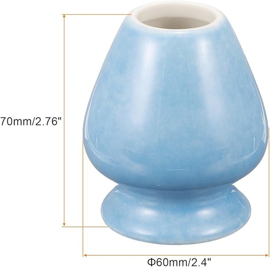 HARFINGTON Ceramic Chasen Stand 70mm Matcha Whisk Holder Teas Set Whisks Stand Traditional Matcha Tea Chasen Holder Tea Set Accessories for Tea Tasting, Cyan Blue