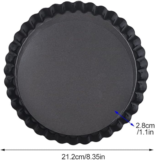 CALIDAKA Tart Pan Non-Stick Carbon Steel Quiche Pan Removable Bottom Pie Pans for baking Quiche Baking Dish(SIZE:8inch)