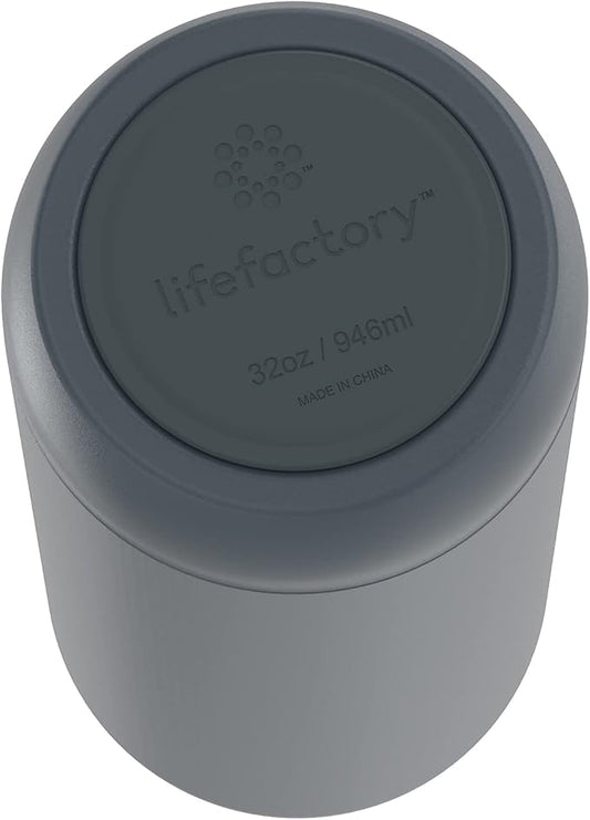 Lifefactory 32-Ounce Stainless Steel Vacuum-Insulated Sport Bottle, Carbon