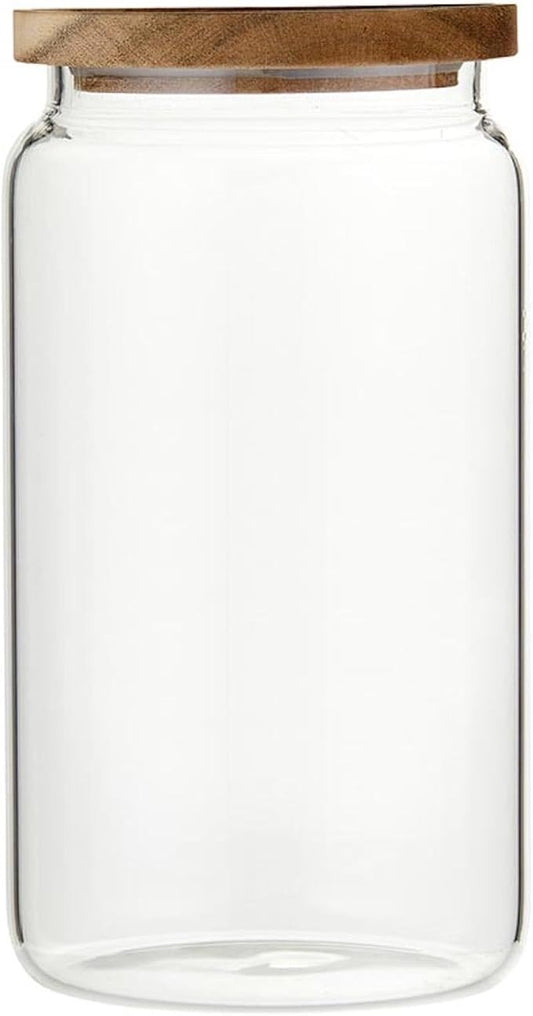 Santa Barbara Design Studio Coffee Bar Gifts Glass Coffee Canister with Wood Lid, 84-Ounce, Clear