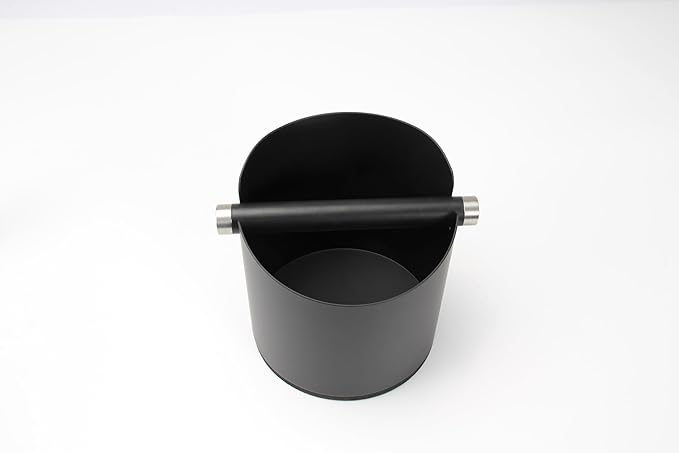 Large Size Coffee Knock Box, Espresso Knock Box Stainless Steel Espresso Machine Accessories with Removable Knock Bar and Non-Slip Base Coffee Grounds Container Bin (Black)