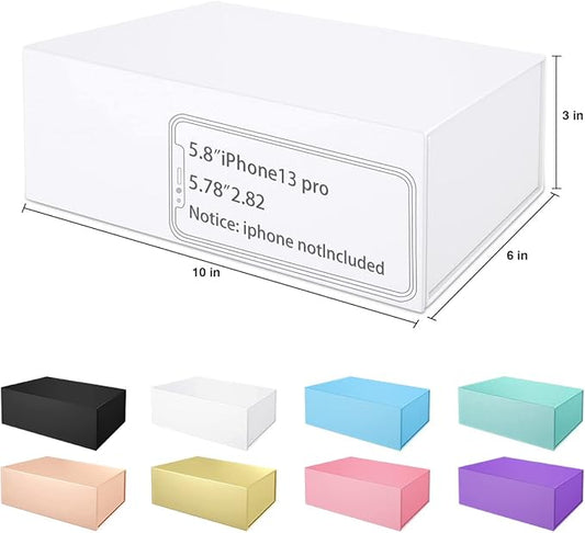 White Gift Box 10" x 6" x 3" with Magnetic Closure Lid Gift Boxe for Presents,Bridesmaid Gifts Boxes,Cute Box,Birthday Box,Luxury for Gift Packaging, Magnetic Gift Boxe for Wrapping Gifts (White)