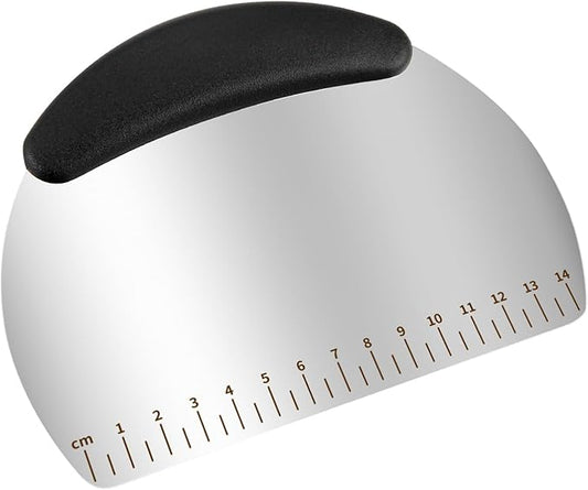 Professional Stainless Steel Dough Cutter and Scraper Combo - 2-in-1 Baking Tool for Bread, Pizza & Pastry | Multi-Use Bench Scraper with Kitchen Utensils Grip (Heavy Duty Dough Tool)