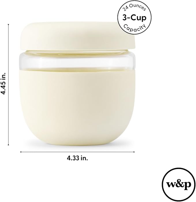 W&P Porter Seal Tight Glass Lunch Bowl Container w/Lid Blush 24 Ounces Leak & Spill Proof, Soup & Stew Food Storage, Meal Prep, Airtight, Microwave and Dishwasher Safe, BPA-Free Glass
