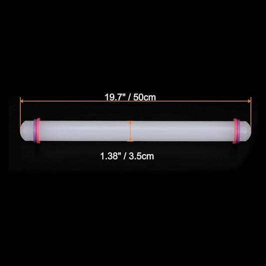 HARFINGTON Fondant Rolling Pin 20 Inch x 1.38 Inch Adjustable Guide Rings Non-Stick PP Plastic Fondant Roller Dough Roller Kitchen Decorating Tools for Cookie Pastry Pizza Clay