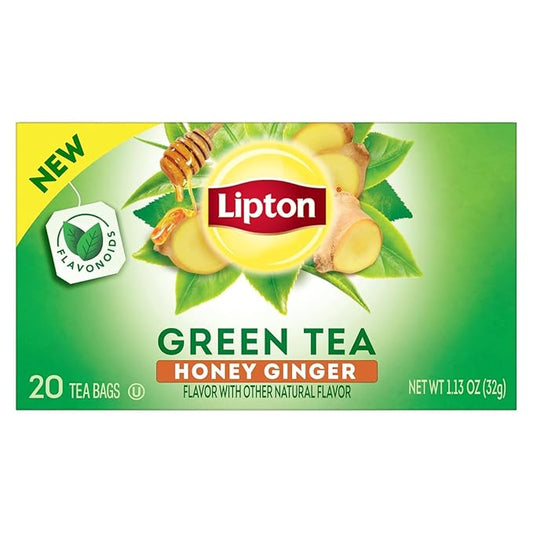 Lipton Honey Ginger Green Tea, Lemon Green Tea, & Peach Green Tea 20 CT (3ea) (Variety Pack)