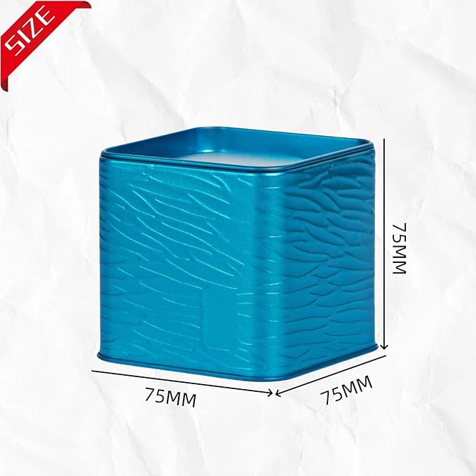 HAN SHENG 2 Pcs Decorative Square Tea Tin Tea Storage Containers Loose Tea Storage Coffee Tins Food Storage Container for Tea Coffee Herb Candy Chocolate Sugar Spices (Dark Blue)