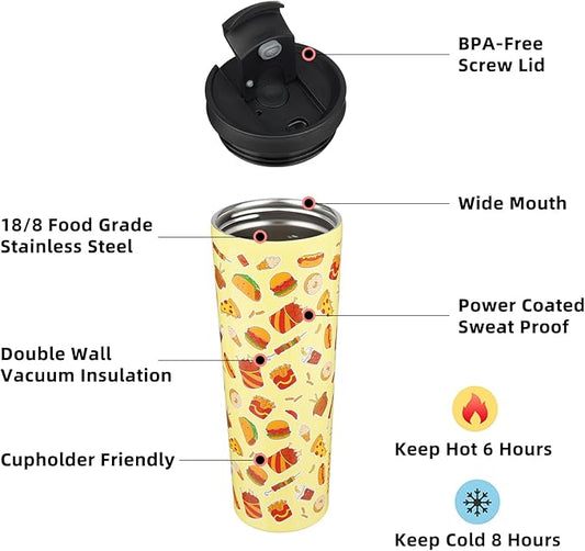 BJPKPK 30oz Tumbler With lid And Straw Stainless Steel Travel Coffee Mug Insulated Tumblers Cups,Yummy