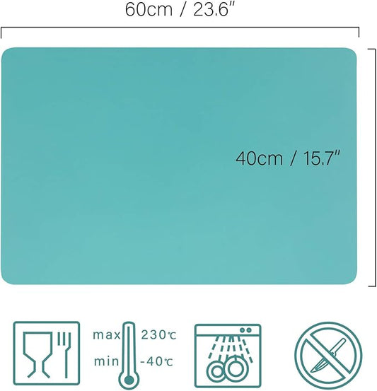 Gartful Extra Large Silicone Mat 23.6 x 15.7 inches, Silicone Crafts Sheet, Casting Molds Mat, Countertop Protector, Placemat Table Mat Desk Saver Pad, Nonstick Nonskid, Black Green