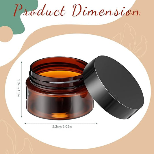 Patelai 4 Pieces Round Wide-mouth Leak Proof Plastic Container Jars with Lids for Travel Storage Makeup Beauty Products Face Creams Oils Salves Ointments DIY Making(1 Ounce,Amber)
