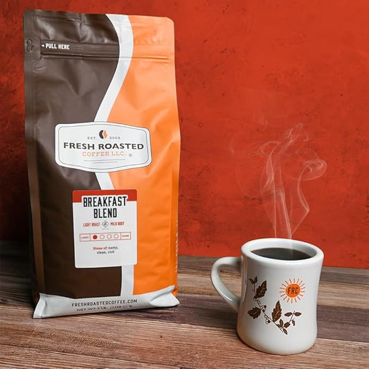 Fresh Roasted Coffee, Breakfast Blend, 5 lb (80 oz), Light Roast, Kosher, Ground