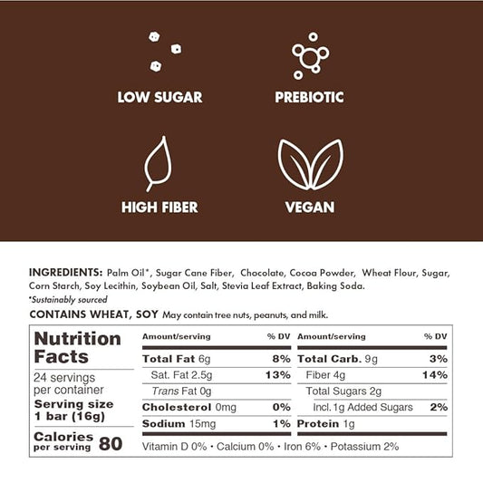Crispy Dunes Vegan Dark Chocolate Wafer Sticks – Low-Calorie Snack with Dark Chocolate Cream Filling, 90 Calories, Non-GMO, Prebiotic Fiber - 12 Pack