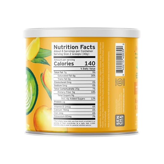 Sencha Naturals Oat Milk Matcha Latte Mix, Tropical Mango, 8.5 oz | Vegan, Dairy Free, Gluten Free Instant Latte Powder for Smoothies & Lattes | Premium Japanese Matcha Green Tea