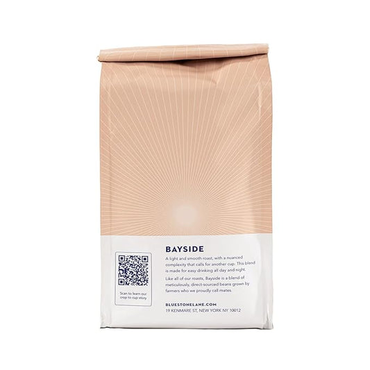 Bluestone Lane Coffee Beans, Bayside Blonde Light Roast, Whole Bean, 12 Ounce Bag