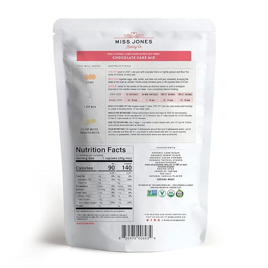 Miss Jones Baking Organic Cake and Cupcake Mix, Non-GMO, Vegan-Friendly, Moist and Fluffy: Chocolate (Pack of 6)