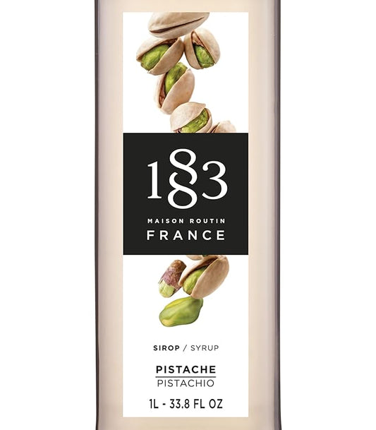 1883 Pistachio Syrup for Drinks – Premium French Flavoring Syrup, Made in France, 1 Liter Plastic Bottle – Perfect for Coffee, Lattes, Cocktails, and Desserts