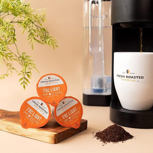 Fresh Roasted Coffee, FRC Light Roast Blend, Artisan Blend, 96 Pods for K Cup Brewers