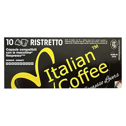 Italian Coffee for Espresso Lovers capsules compatible with Nespresso Original Line machines, Regular pods (100 Count (Pack of 1), Ristretto Regular)