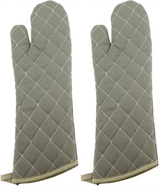 Extra Long 24 Inch Heat Resistant Oven Gloves New Cotton Oven Mitts Kitchen Gloves High Temperature Cooking Tool BBQ Gloves (24" Green, 24 Inch)