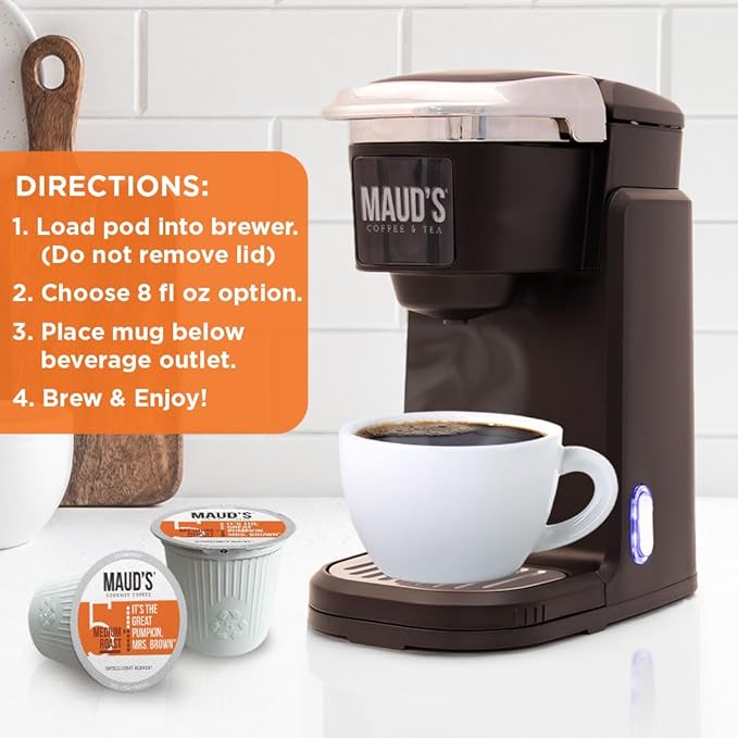 Maud's Pumpkin Spice Flavored Coffee Pods, 18 ct - 100% Arabica Medium Roast Coffee, Solar Energy Produced Recyclable Single Coffee Pods Compatible with Keurig K-Cup Brewers