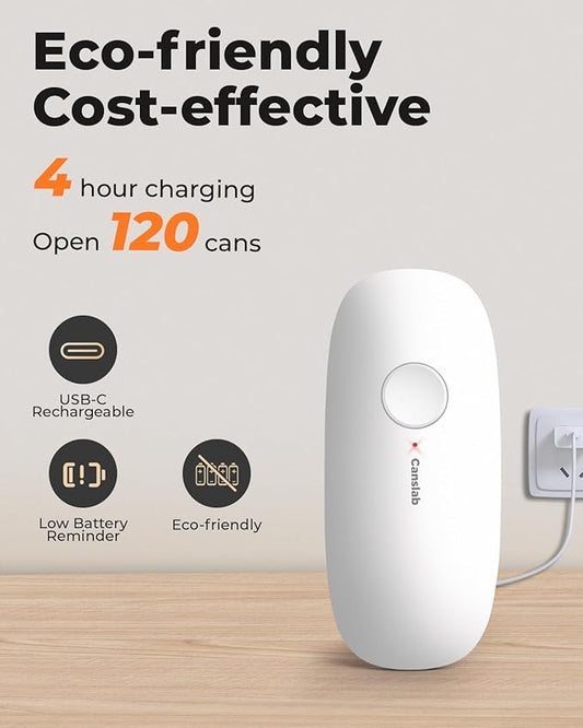 Ultrablade - USB Rechargeable Electric Can Openers for Senior with Arthritis- Automatic Kitchen Can Opener for Any Size Can, Smooth Edge, Small Handsfree One Touch Opener, Wall Mounted,White