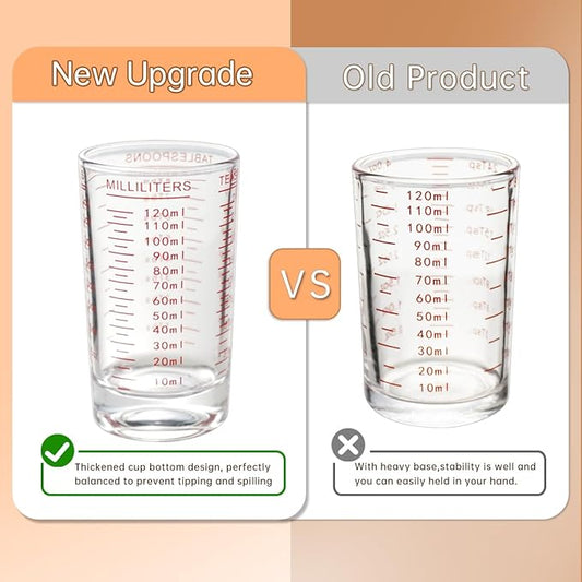 BCnmviku Measuring Cup Shot Glass 4 Ounce/120ML Liquid Heavy High Espresso Glass Cup Black Line (1, Red)