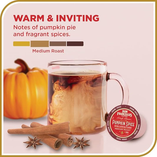 Don Francisco's Pumpkin Spice Flavored Coffee, 100% Arabica, 24 K-Cup Compatible Single-Serve Pods, Fragrant Holiday Blend, Seasonal Coffee