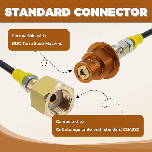Co2 Adapter Quick Connector Hose, TEENGSE Soda DUO Machine Co2 Adapter Compatible with Terra Series