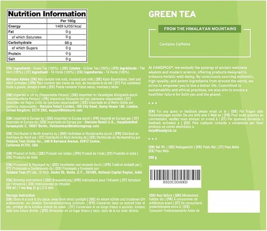 HANDPICK, Green Tea Bags - 100 Eco-Friendly Tea Bags | Resealable Pack for Freshness | Delicate & Flavory | Direct From India