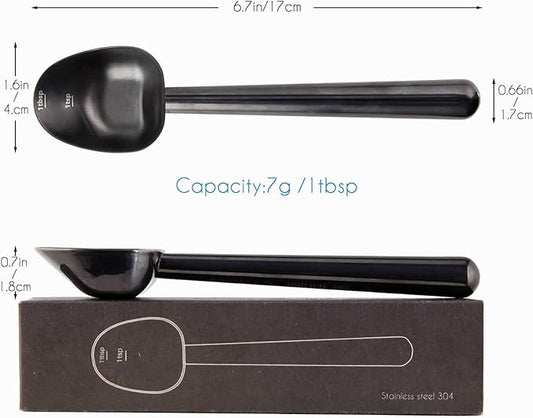 Easyworkz Stainless Steel Long Hollow Handle Coffee Scoop,7g Measuring Spoon for Ground Coffee and Loose Leaf Tea, Gunmetal Black