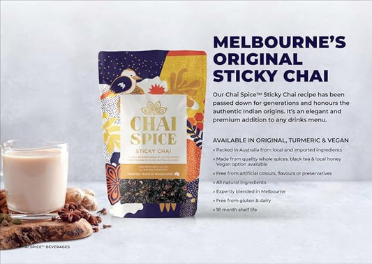 Chai Spice Sticky Chai - 250g 16 Serves 100% Natural Whole Spices Chai Tea | Sugar Free | Gluten Free | No Additive Syrups | Concentrates or Preservatives