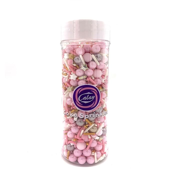 Rose and Gold Sprinkles Sugar Sprinkle Mix Pink Sprinkles Cake Decorations Cupcake Toppers Cookie Decorating Ice Cream Celebrations Shaker Jar Wedding Shower Party(120g/4.2oz)