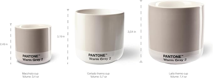 Copenhagen Design Pantone Latte Cup - Double Wall Thermo - Cappuccino Handleless Mug - 7.44oz/220ml, Light Pink 182