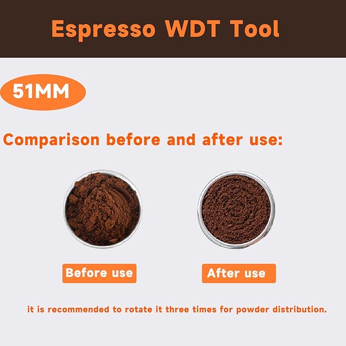 51mm WDT Tool ,Espresso Stirrer Distribution Tool,Compatible with Delonghi Portafilter 51mm,Adjustable Height,with Magnetic Suction