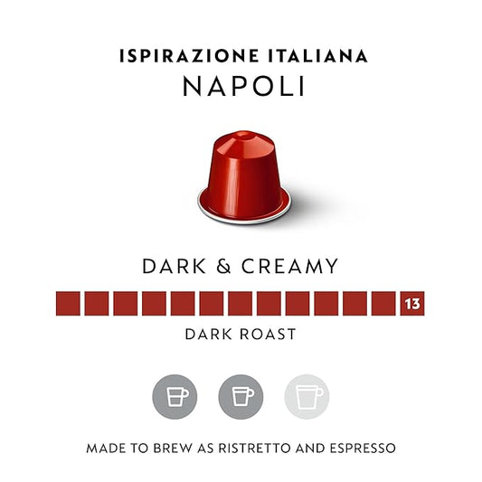 Nespresso Capsules Original Line, Ispirazione Napoli, Dark Roast Coffee Pods, 50-Count Espresso Coffee Pods,